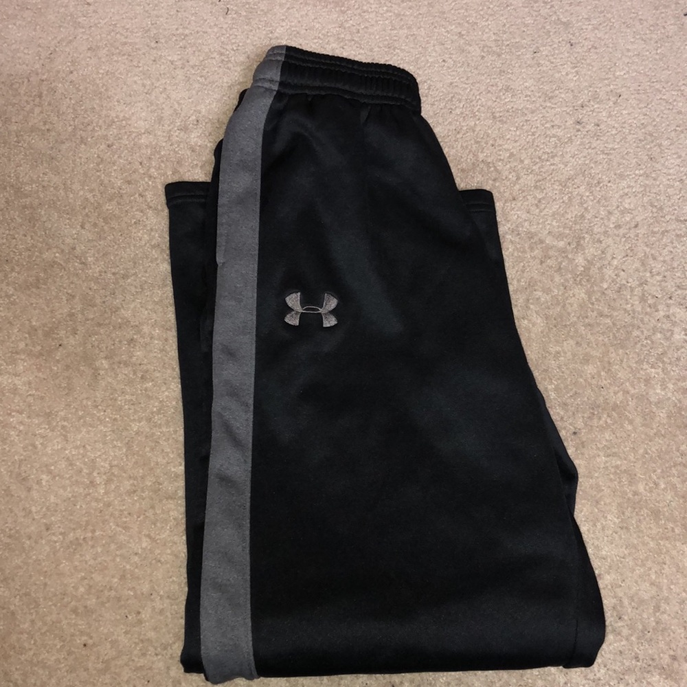 Youth Black & Grey Stripe Under Armour Sweatpants